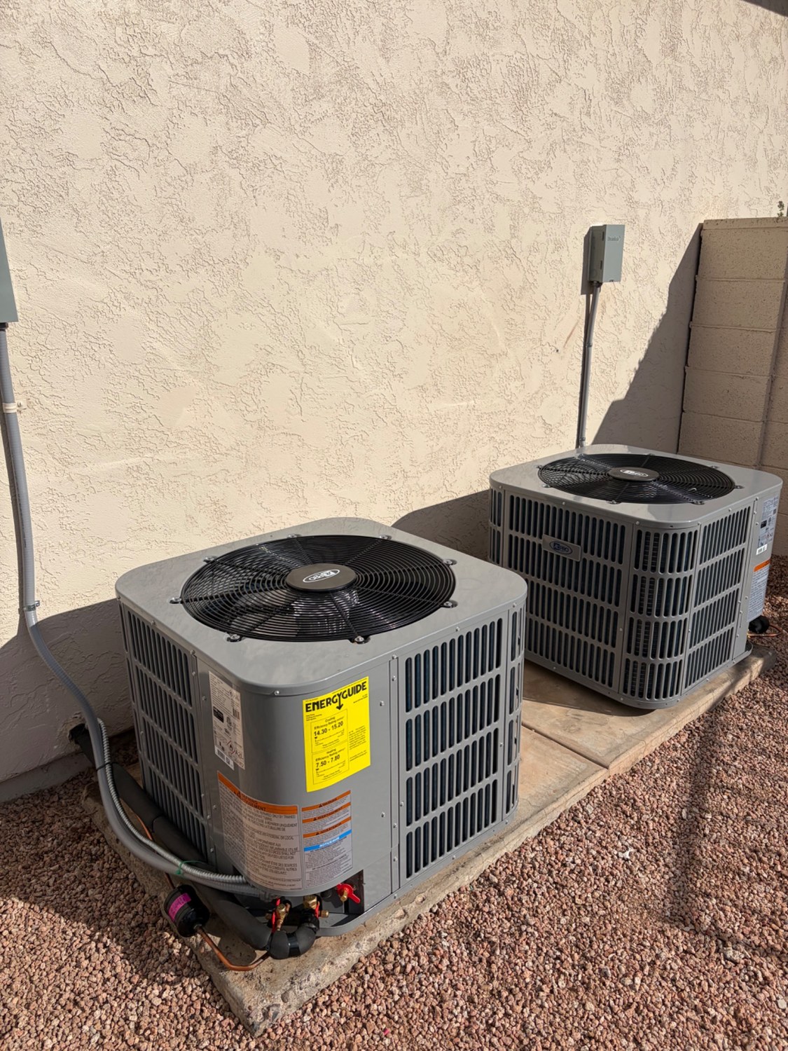 Two newly installed AC condensers