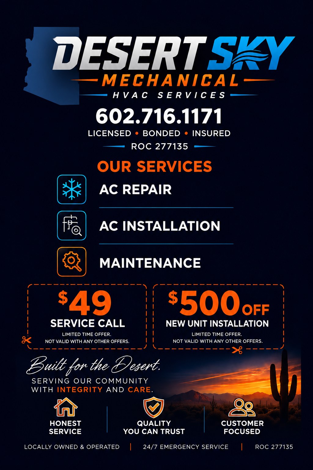Desert Sky Mechanical services and special offers